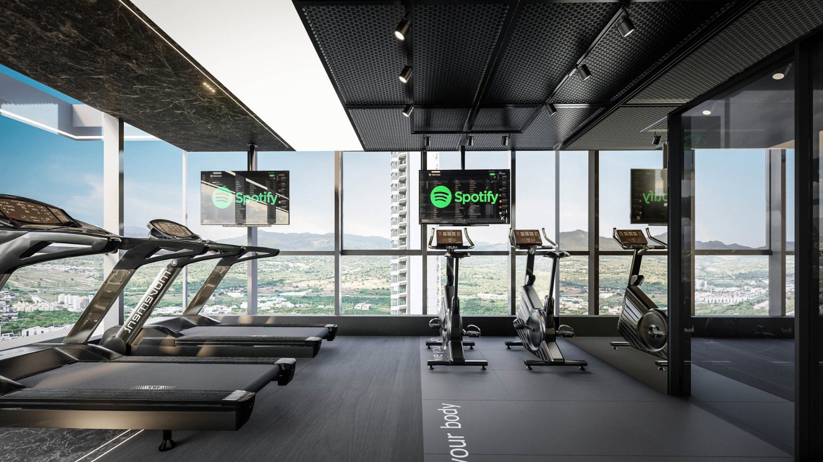 Área de cardio da academia WS Design
