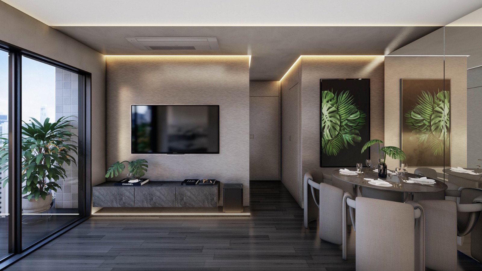 Sala integrada do apartamento WS Design