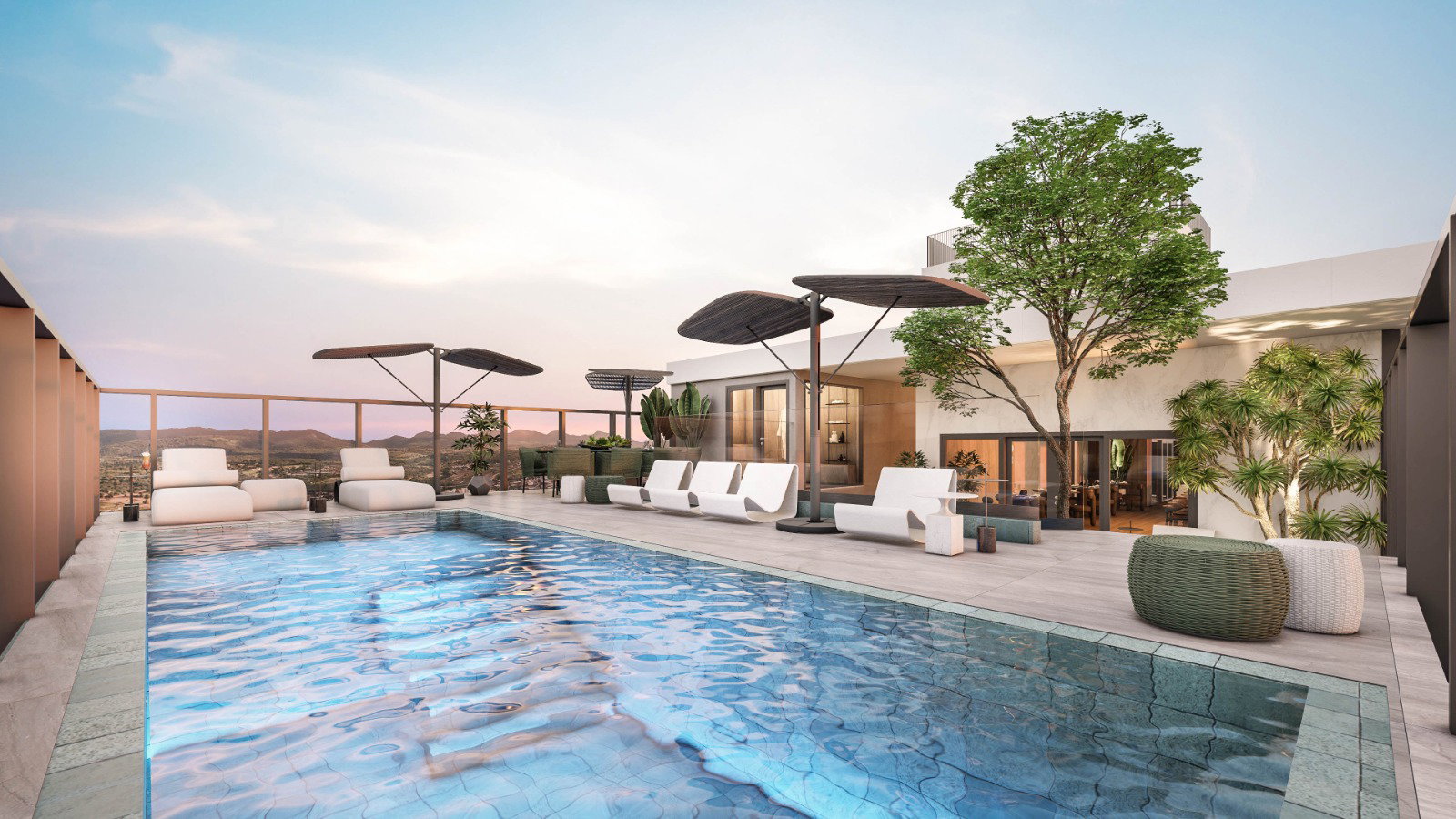 Piscina no rooftop do WS Design